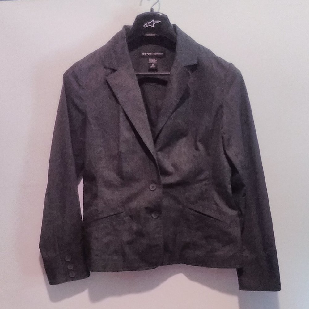 New York & Company Grey Button Jacket Blazer